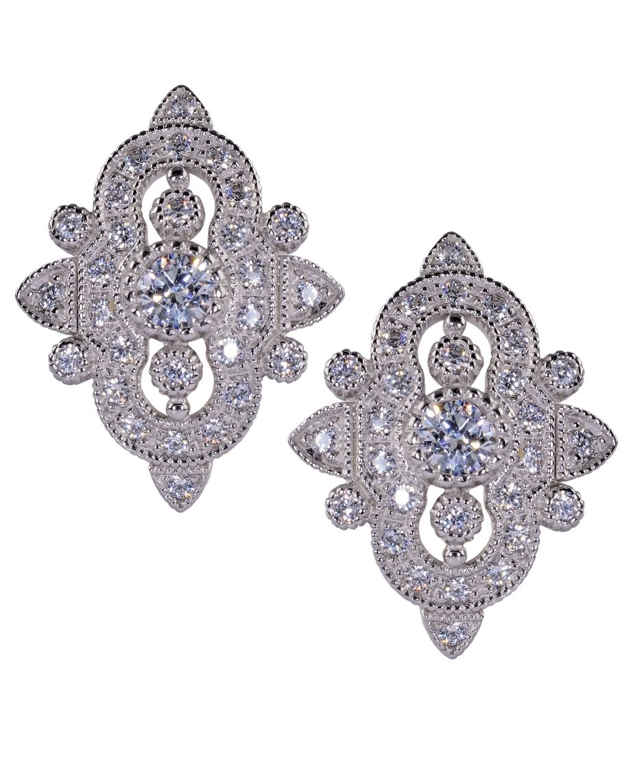 Pendientes cortos de boda en plata rodinada con circonitas Swarovski Pendientes cortos de boda en plata rodinada con circonitas Swarovski