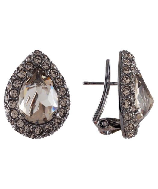 Pendientes cortos de roseta vintage con Swarovski Elements en plata de ley