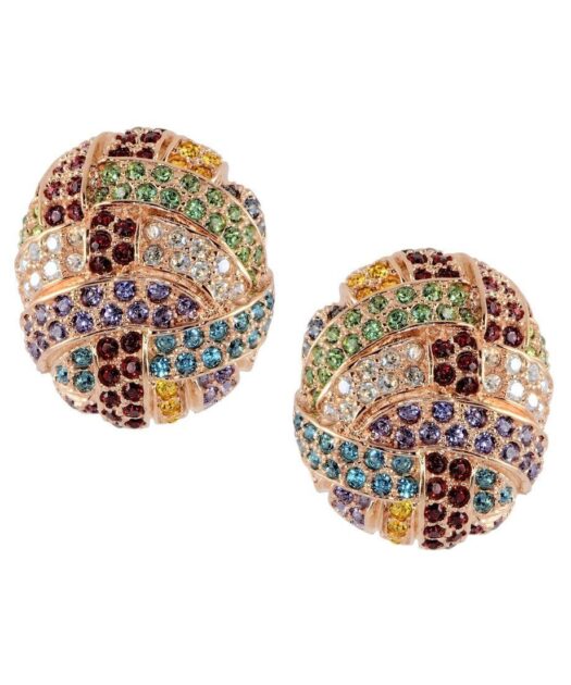 Pendientes cortos trenzados de plata de ley bañada en oro rosa con Swarovski Elements