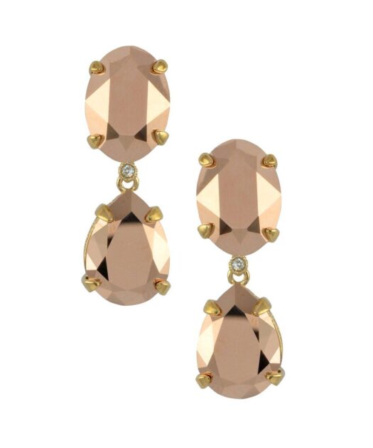 Pendientes cristal Swarovski metalizado de plata bañada en oro amarillo 18 K