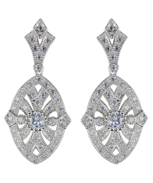 Pendientes de boda con circonitas de Swarovski en plata de primera ley con cierre de presión