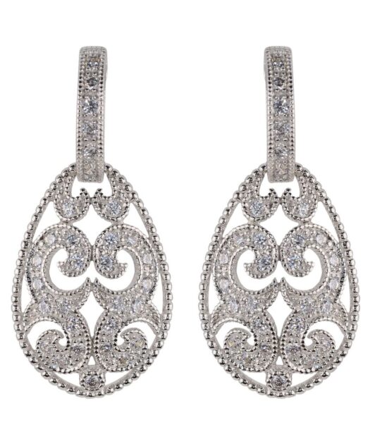 Pendientes de boda ovalados en plata del ley con Swarovski Zirconia