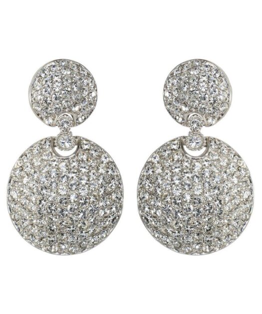 Pendientes de círculos brillantes en plata de ley rodinada con cristal Swarovski