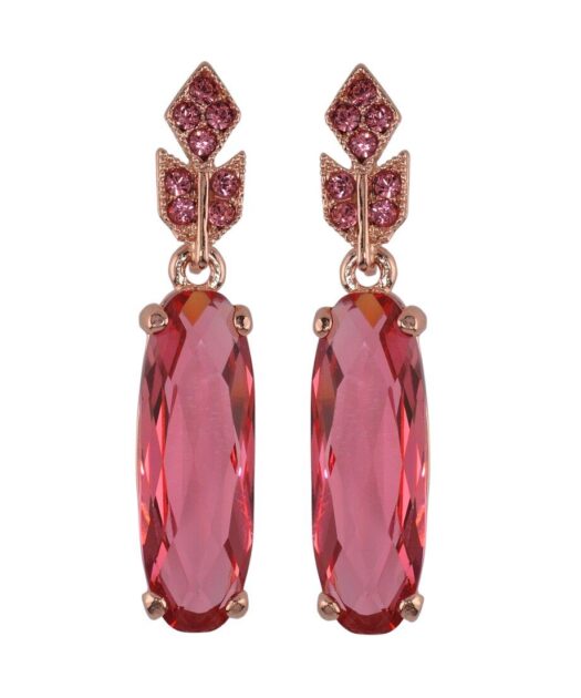 Pendientes de color rosa en plata de ley bañada en oro con Swarovski Elements y cierre presión