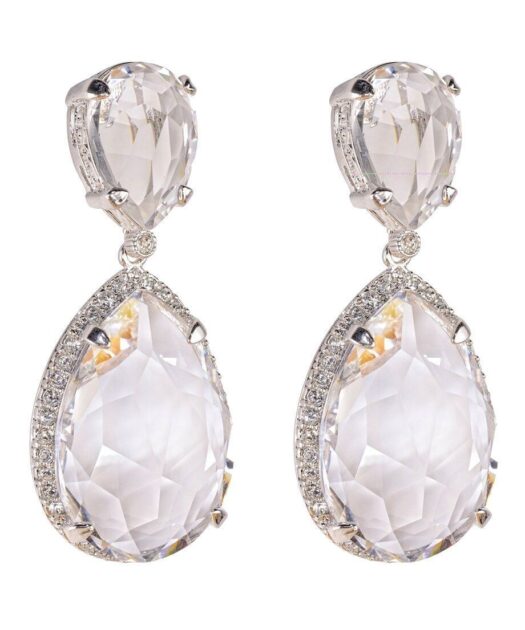 Pendientes de cristales Swarovski facetados transparentes en plata rodinada