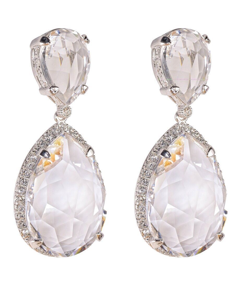 Pendientes de cristales Swarovski facetados transparentes en plata rodinada Pendientes de cristales Swarovski facetados transparentes en plata rodinada