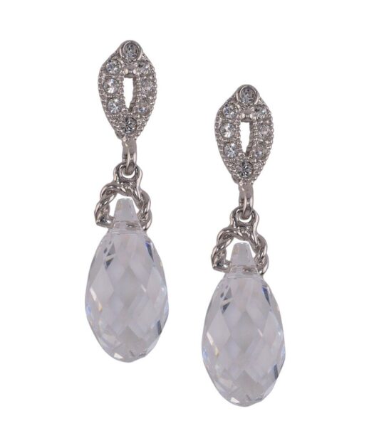 Pendientes de lágrima facetada Swarovski en plata de ley rodinada