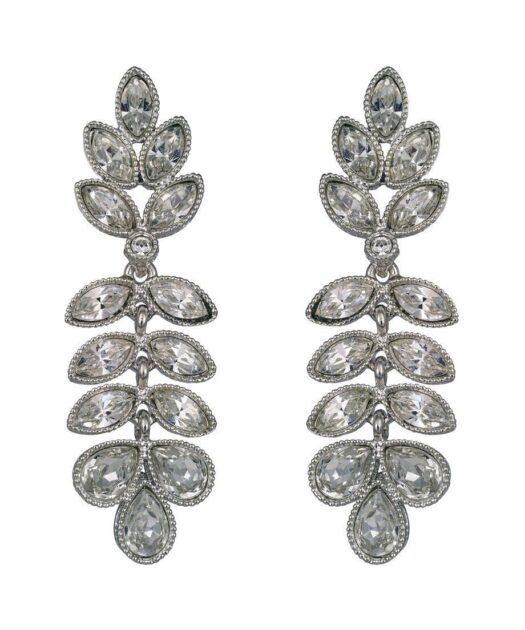 Pendientes de lágrimas brillantes en plata rodinada con cristales Swarovski