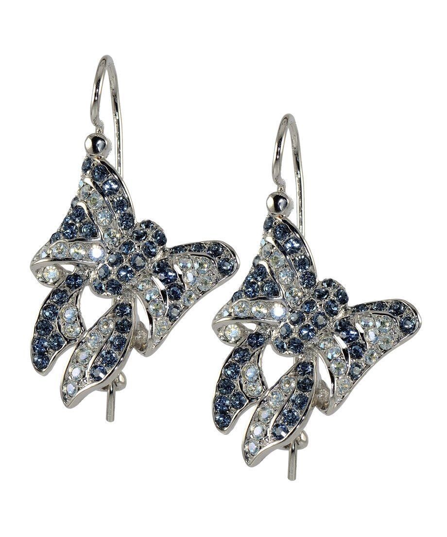 Pendientes de lazo azules y blancos con cristales Swarovski en plata rodinada Pendientes de lazo azules y blancos con cristales Swarovski en plata rodinada