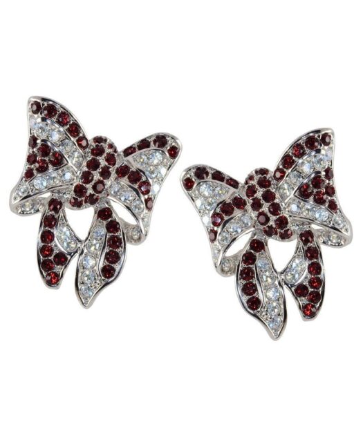Pendientes de lazo con Swarovski de plata rodinada