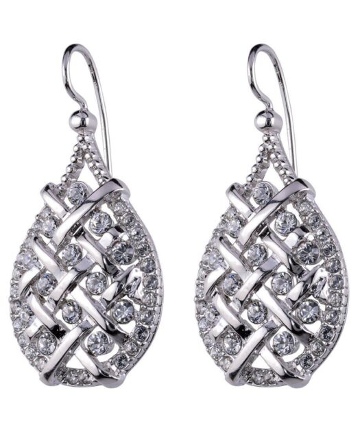 Pendientes de plata trenzados con cierre de gancho y Swarovski Elements