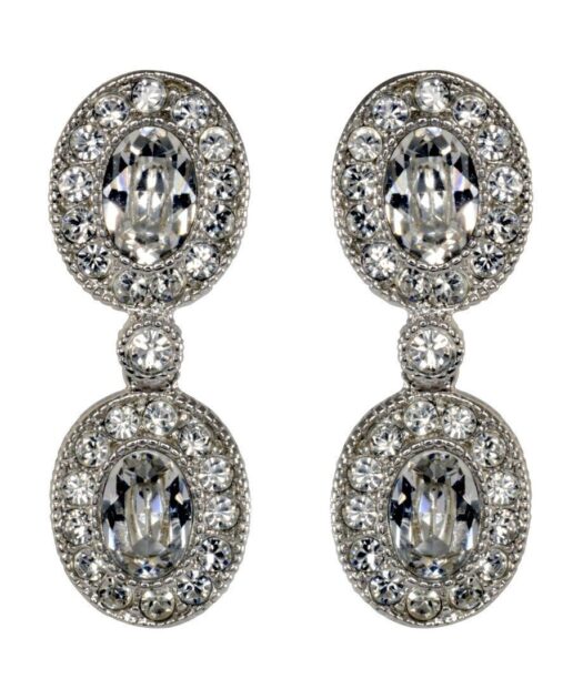 Pendientes de rosetas brillantes con cristal Swarovski en plata rodinada