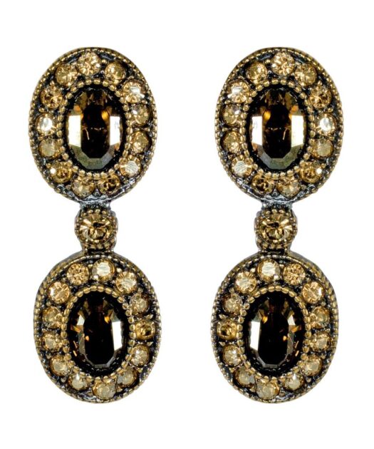 Pendientes de rosetas doradas con Swarovski Elements en plata de ley