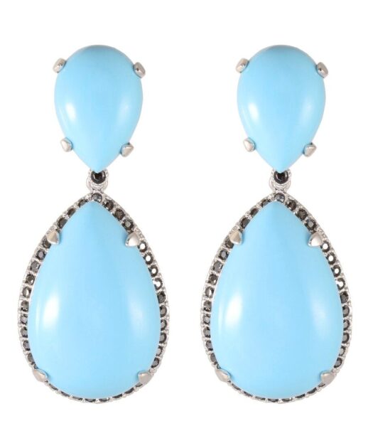 Pendientes de turquesa con cristales Swarovski negros