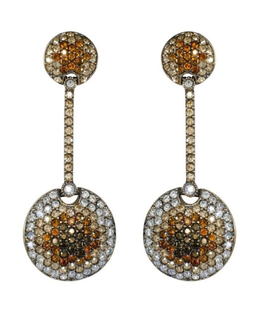 Pendientes doble círculo dorado de plata de ley con cristales Swarovski de colores