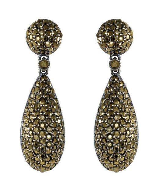 Pendientes dorados con pavé de cristales Swarovski fabricados en plata de ley