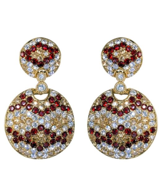 Pendientes dorados con pavé de colores en plata de ley con un baño de oro 18 quilates