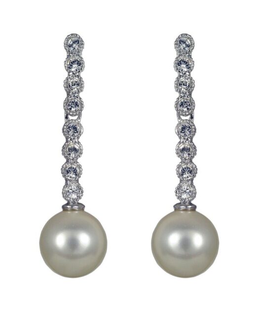 Pendientes finos de plata con perlas y cristales Swarovski