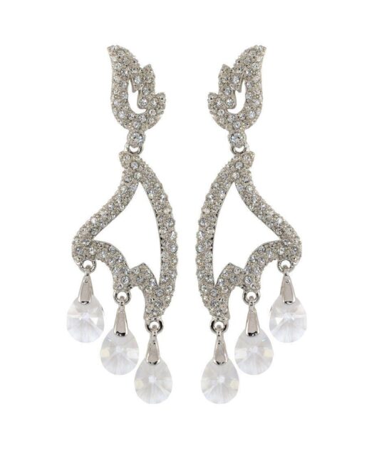 Pendientes fuego blanco con Swarovski de plata bañada en rodio