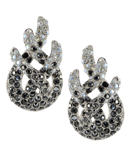 Pendientes fuego blancos y negros de plata rodinada con cristal Swarovski