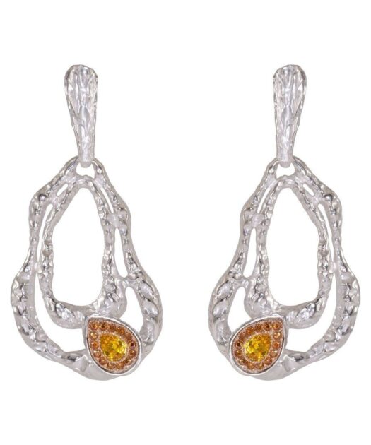 Pendientes fusión plata rodinada con cristales dorados Swarovski Elements