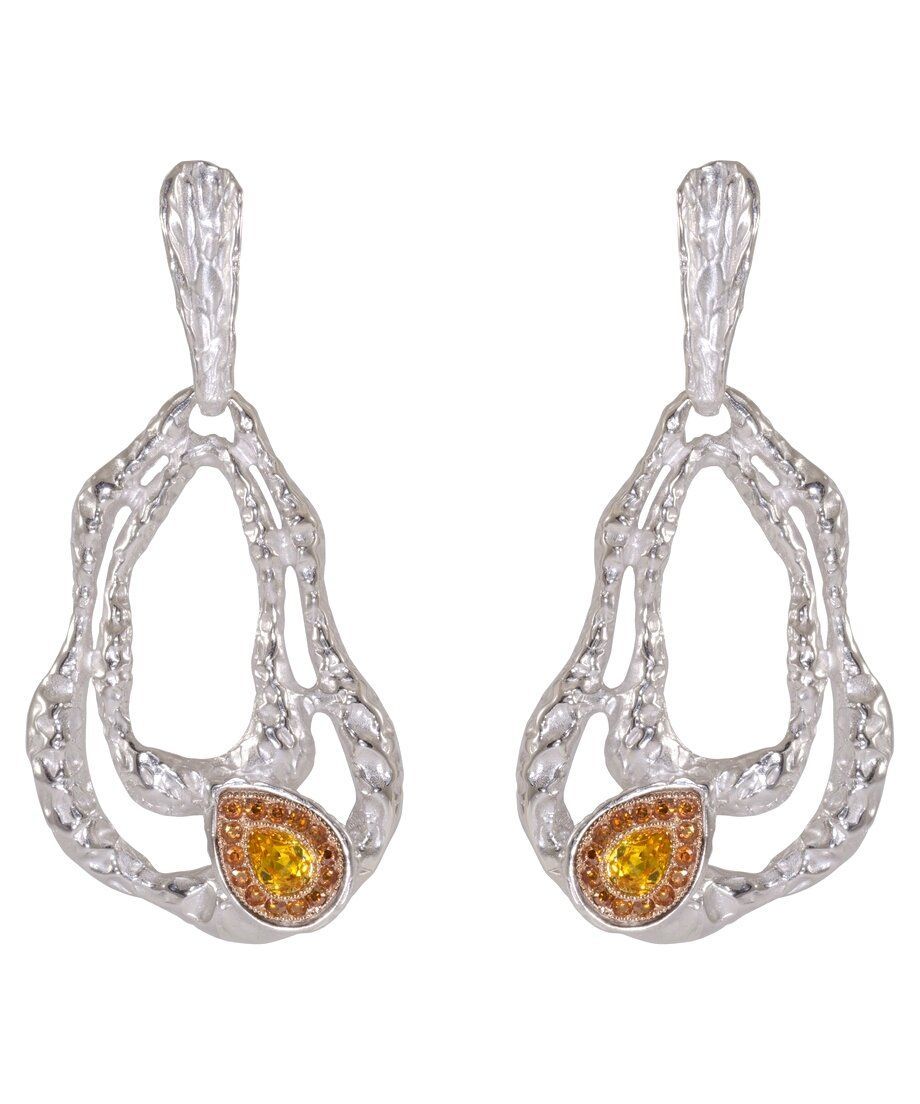 Pendientes fusión plata rodinada con cristales dorados Swarovski Elements Pendientes fusión plata rodinada con cristales dorados Swarovski Elements