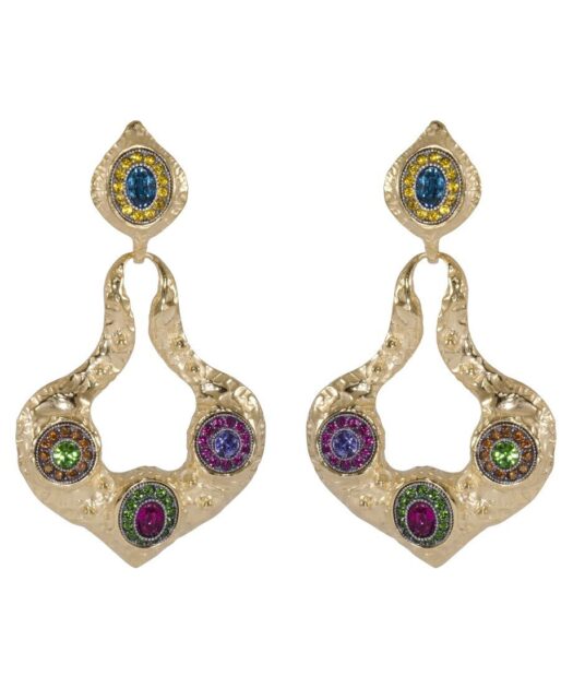 Pendientes grandes fusión oro amarillo de plata con cristal Swarovski