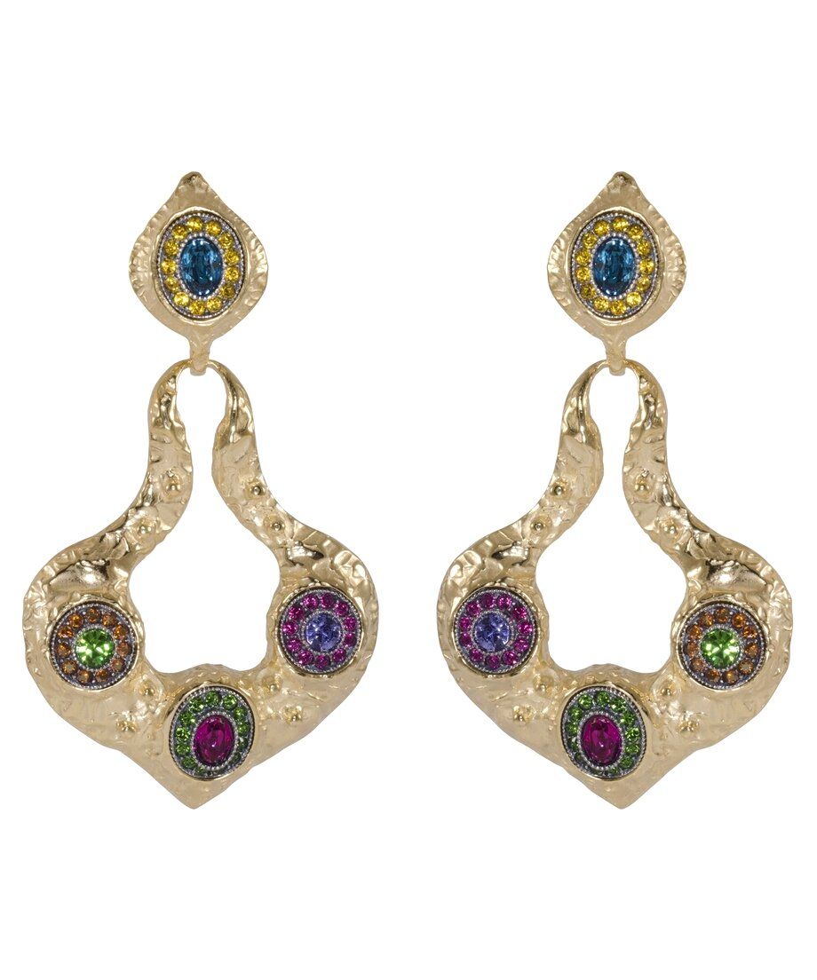 Pendientes grandes fusión oro amarillo de plata con cristal Swarovski Pendientes grandes fusión oro amarillo de plata con cristal Swarovski