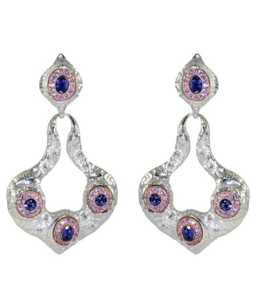 Pendientes grandes fusión plata rodinada con cristales Swarovski