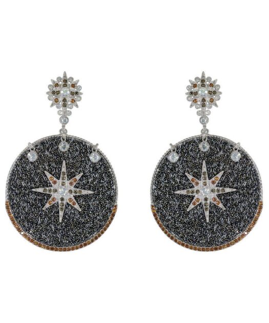 Pendientes grandes pavé negro de plata rodinada con Swarovski Elements