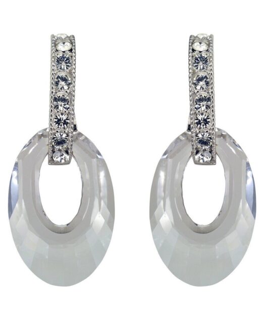 Pendientes helios brillantes de plata bañada en rodio con cristal Swarovski