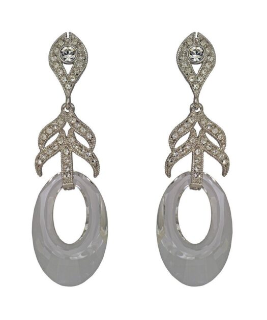 Pendientes helios cristales brillantes de plata rodinada con Swarovski Elements