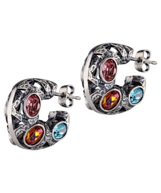 Pendientes Huecos de plata con Swarovski Elements de colores