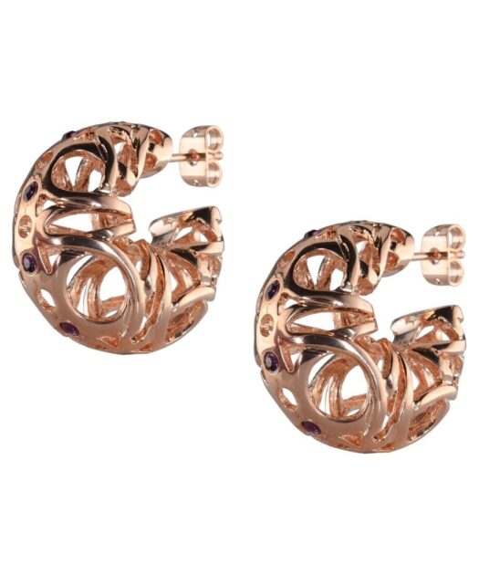 Pendientes Huecos oro rosa de plata 925 milésimas con cierre de presión