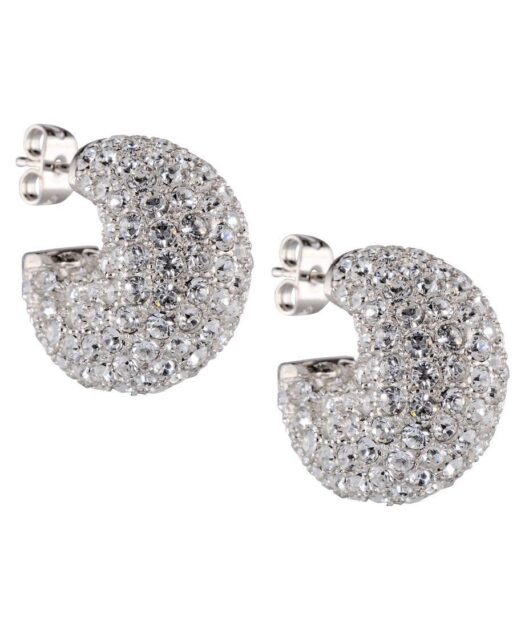 Pendientes Huecos Swarovski Elements brillantes de plata rodinada
