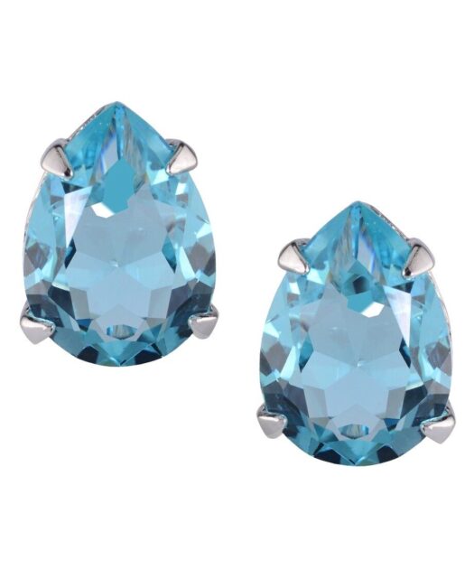 Pendientes lágrima Swarovski azul de plata de ley rodinada