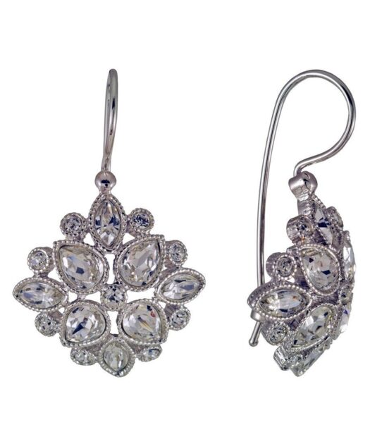 Pendientes lágrimas cierre hippie de plata rodinada con Swarovski Elements
