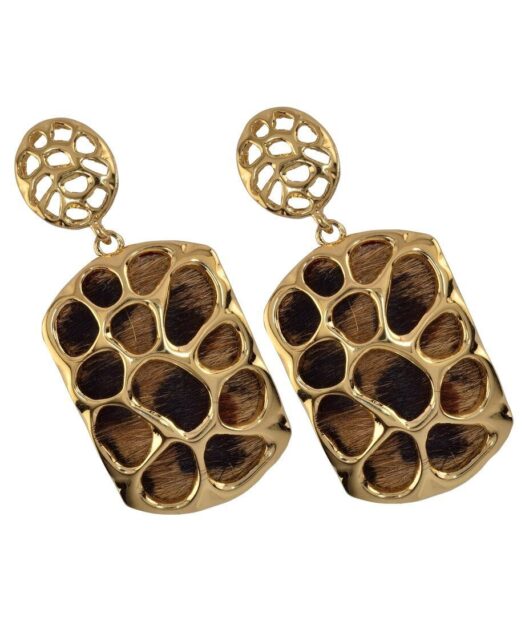 Pendientes largos pelo natural de plata bañada en oro amarillo 18 quilates