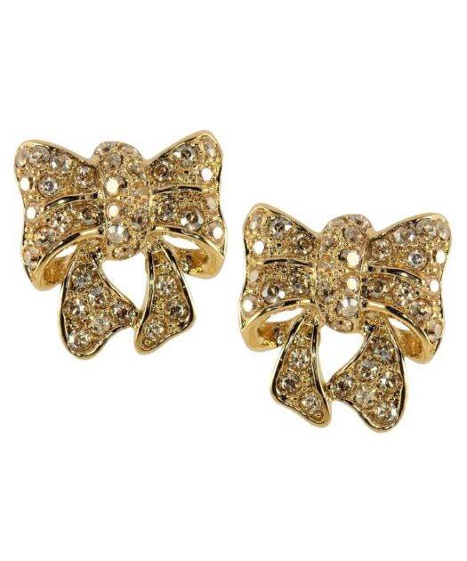 Pendientes lazo dorado de plata bañada en oro con Swarovski