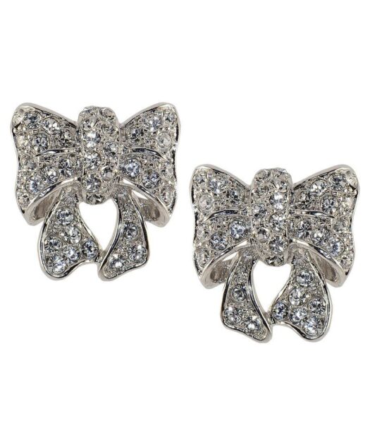 Pendientes lazo Swarovski Elements de plata rodinada