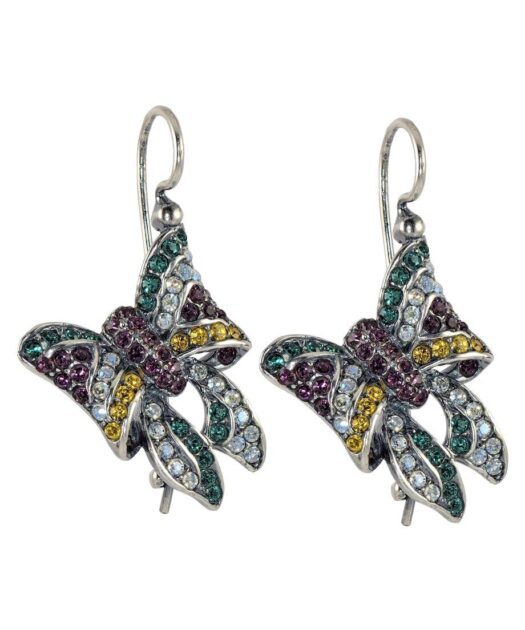 Pendientes lazos multicolor de plata con Swarovski Elements