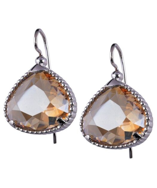 Pendientes marrones cierre hippie de plata rodinada con Swarovski Elements