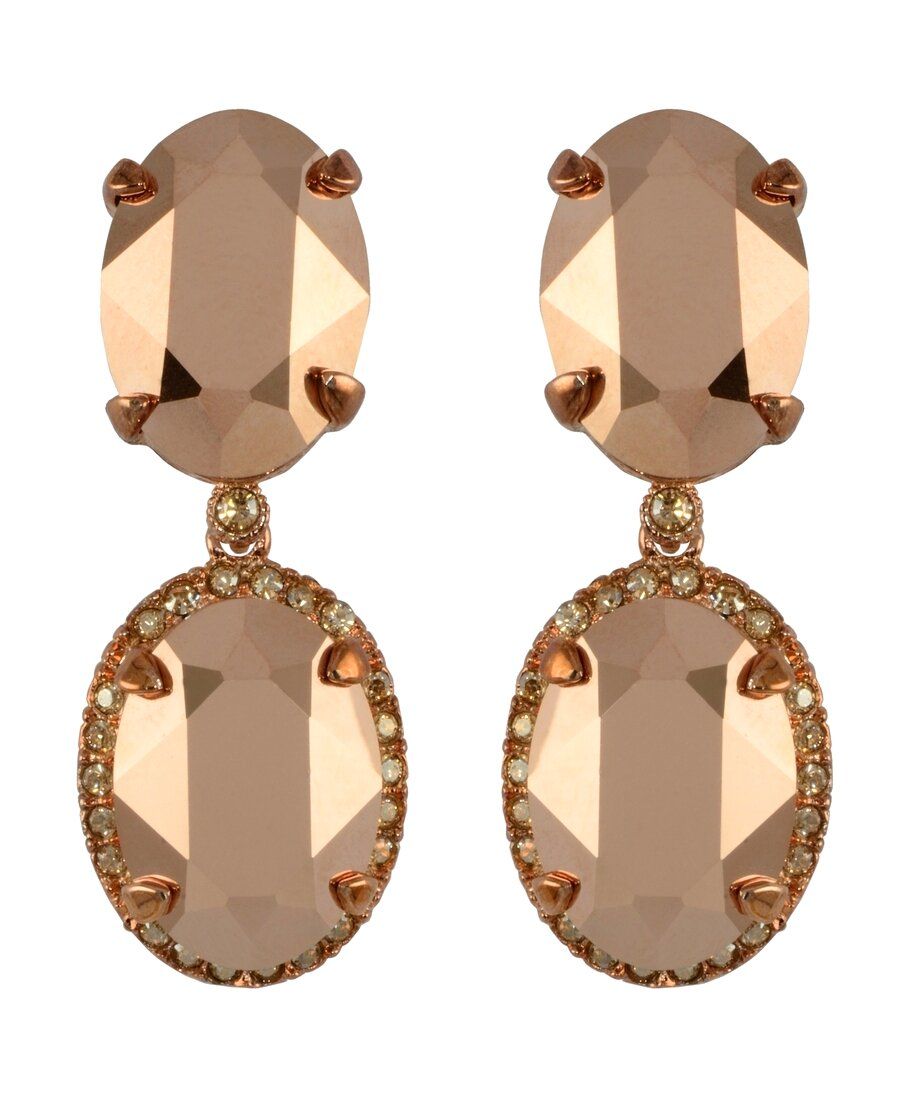 Pendientes marrones efecto metálico de plata de ley bañada en oro vintage Pendientes marrones efecto metálico de plata de ley bañada en oro vintage