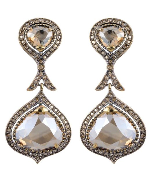 Pendientes Mediterráneo oro vintage de plata de ley con Swarovski Elements dorados