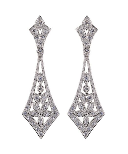 Pendientes novia con circonitas Swarovski de plata bañada en rodio