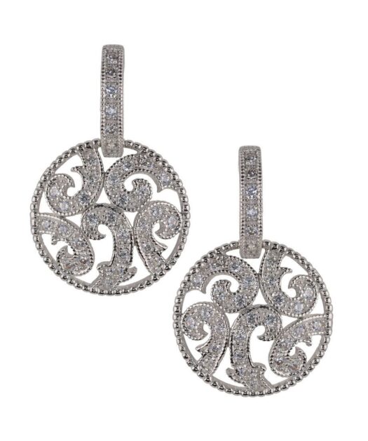 Pendientes novia con un círculo de plata rodinada y Swarovski Elements