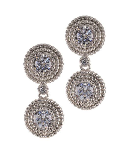 Pendientes novia dos chatones de plata rodinada con Swarovski Zirconia