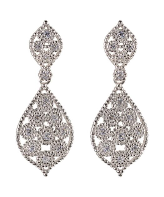 Pendientes novia Swarovski Zirconia de plata de ley rodinada