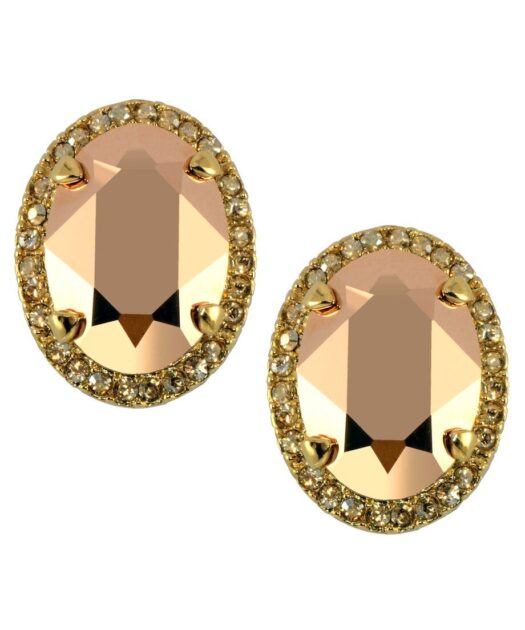 Pendientes oro amarillo brillo metálico de plata con cristal Swarovski