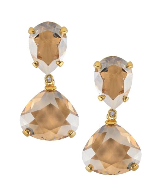 Pendientes oro amarillo de color fumé en plata con cristal Swarovski
